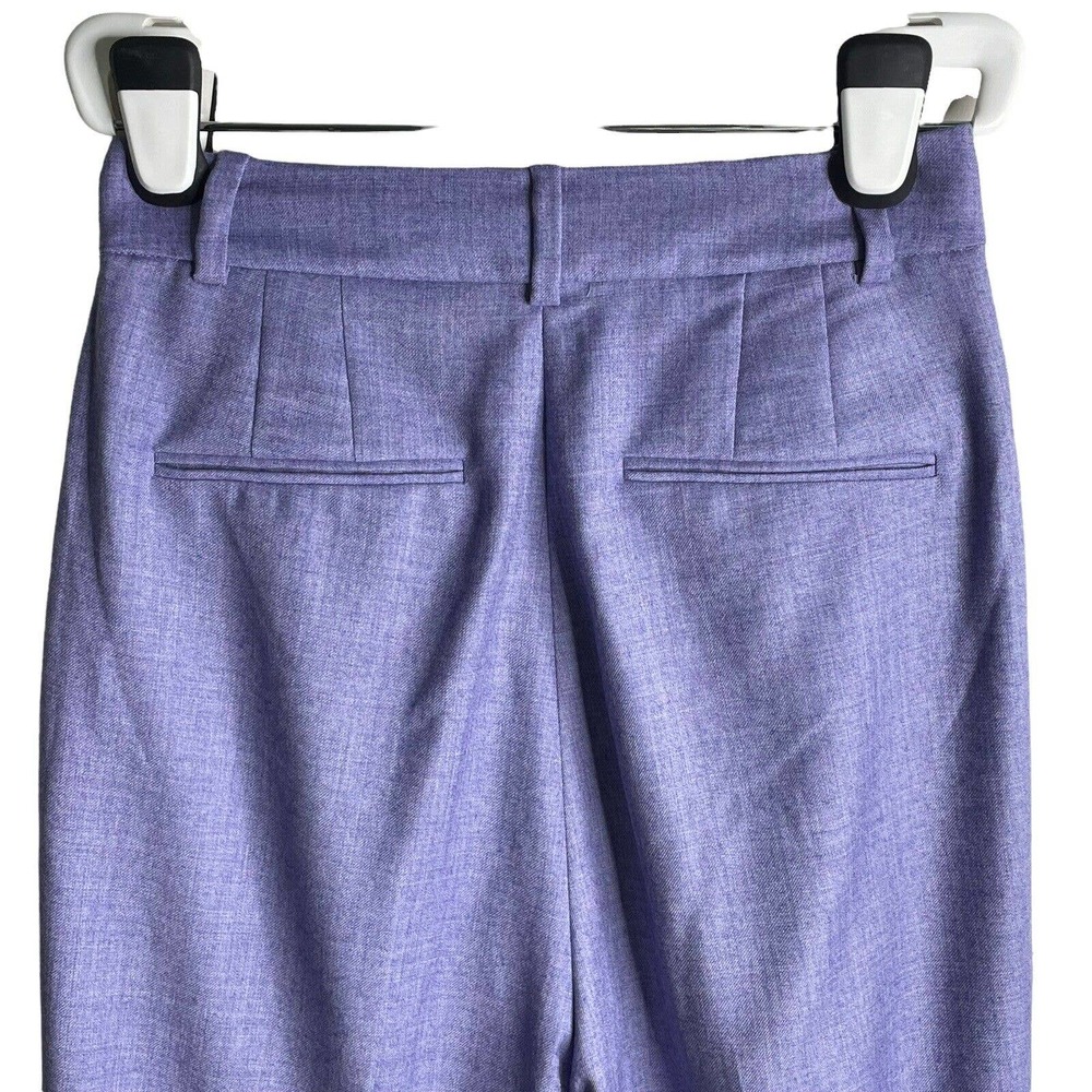 J. Crew Heathered Blue Lavender Trouser 4 High Rise Wool Blend Flannel Pants - Picture 6 of 8